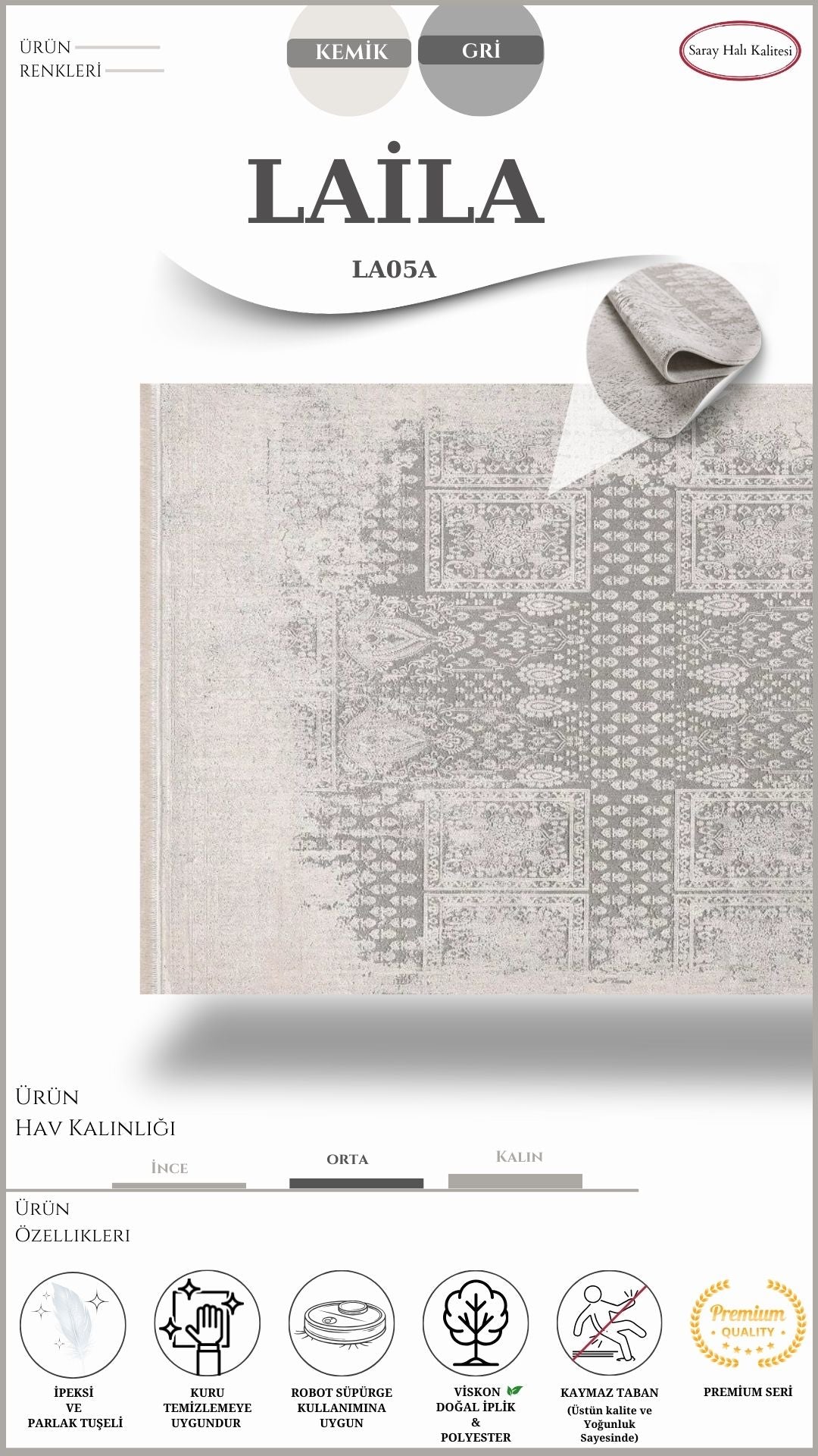 Vintage Kaliteli Salon Halısı LAİLA LA05A