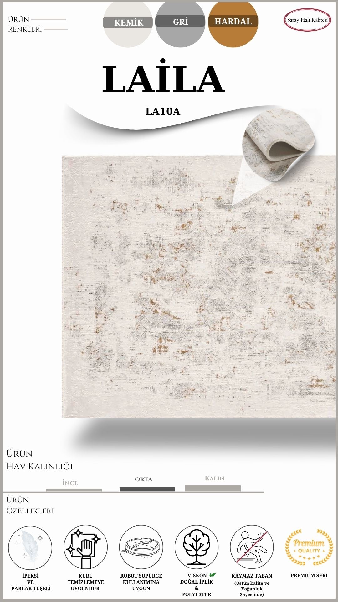 Vintage Kaliteli Salon Halısı LAİLA LA10A