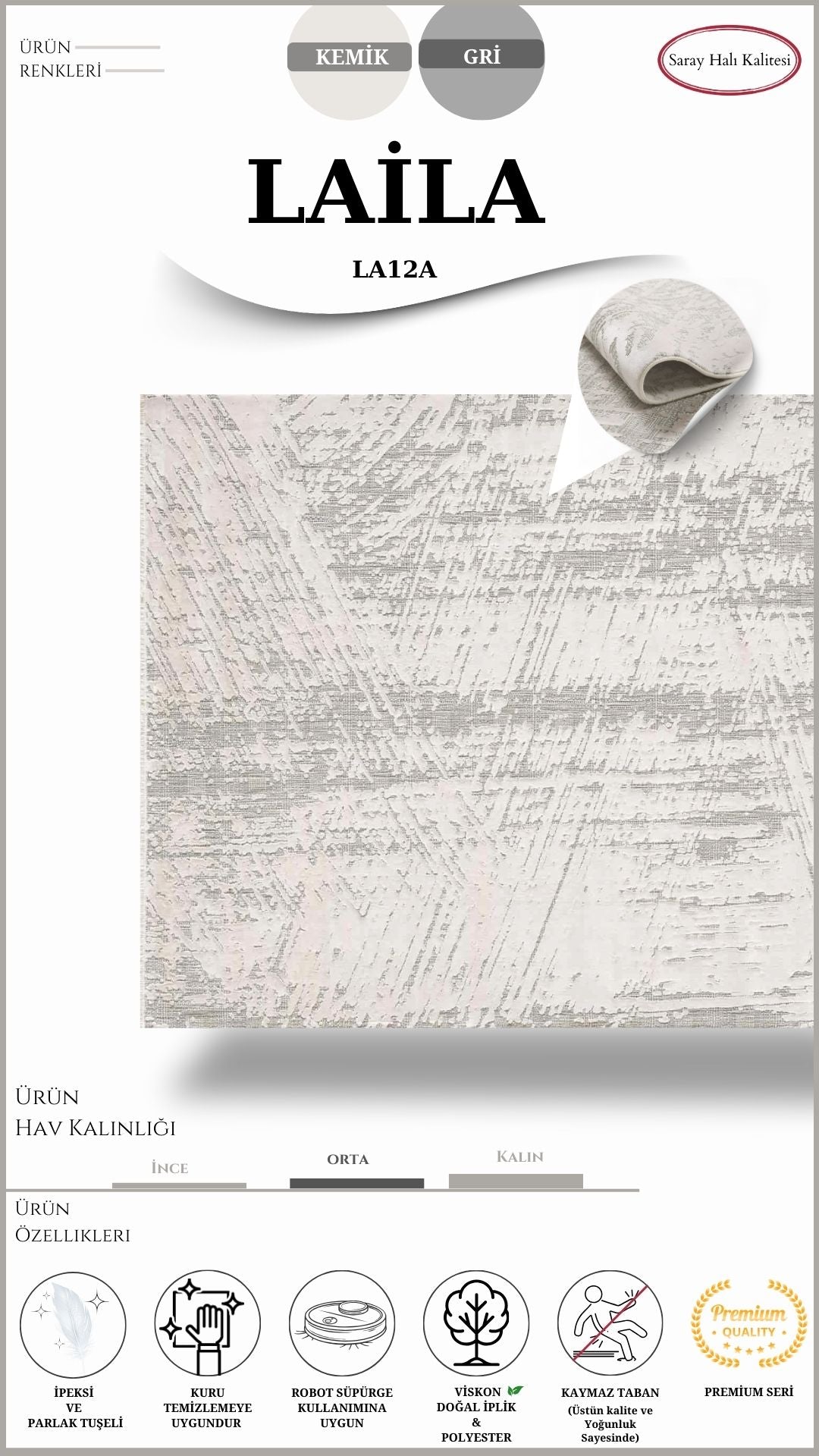 Vintage Kaliteli Salon Halısı LAİLA LA12A