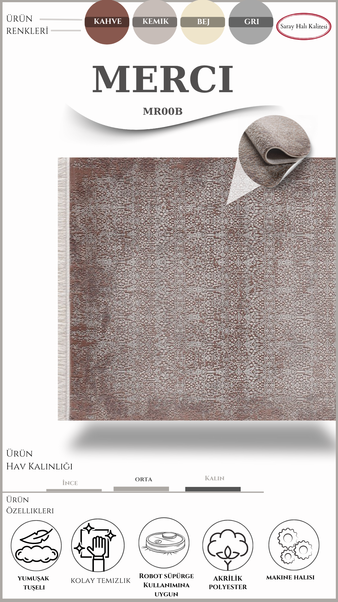 Vintage ve Klasik Salon Halısı MERCI MR00B