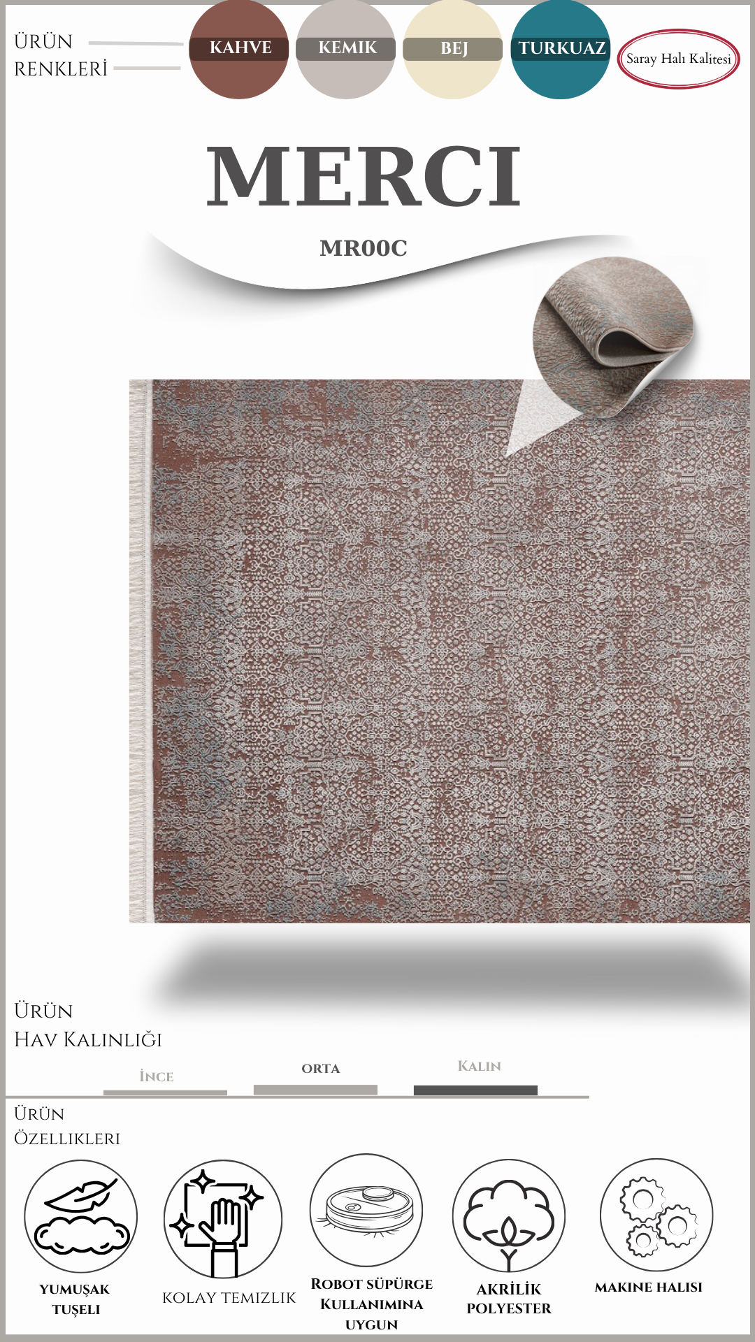 Vintage ve Klasik Salon Halısı MERCI MR00C