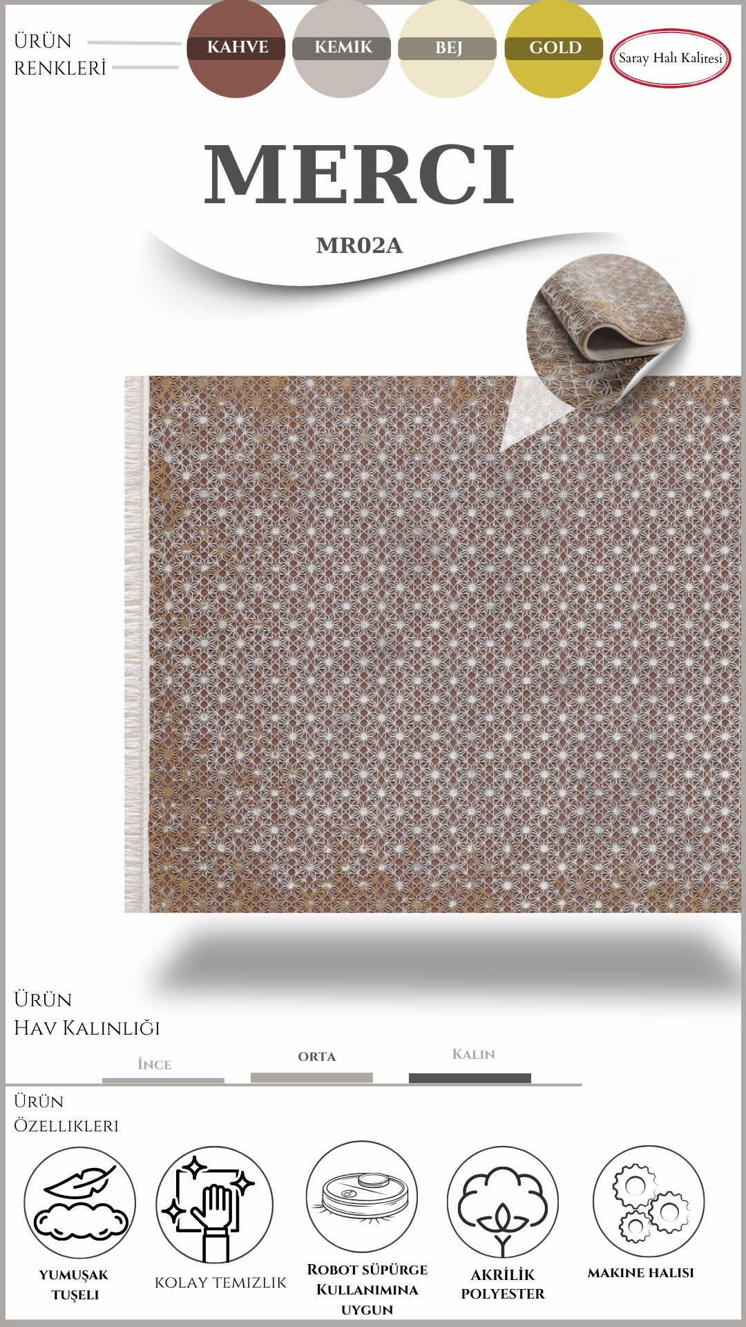 Vintage ve Klasik Salon Halısı MERCI MR02A