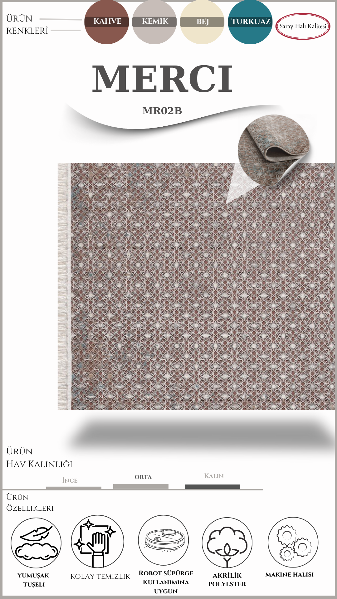 Vintage ve Klasik Salon Halısı MERCI MR02B