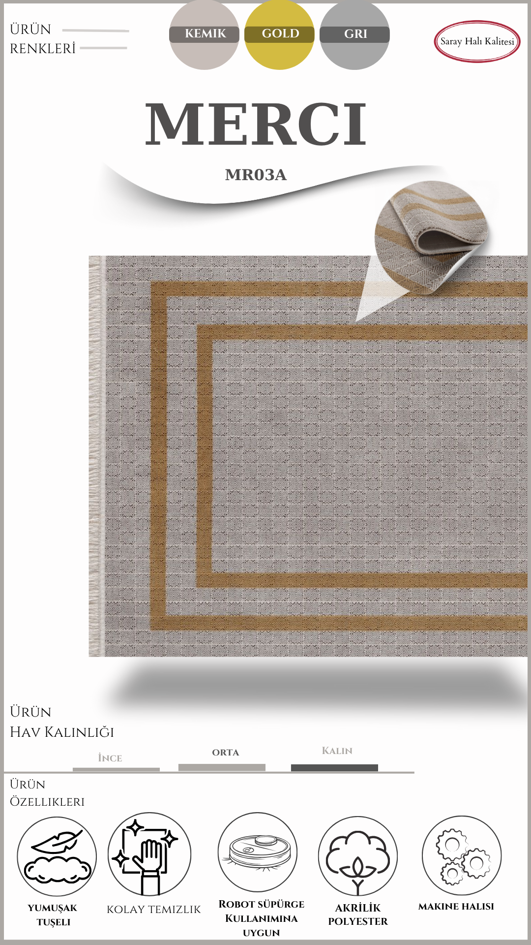 Vintage ve Klasik Salon Halısı MERCI MR03A