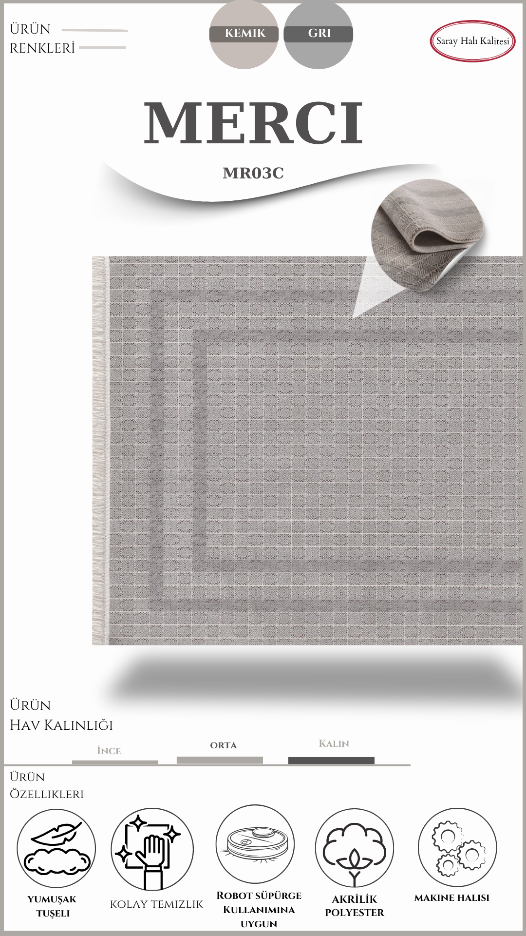 Vintage ve Klasik Salon Halısı MERCI MR03C