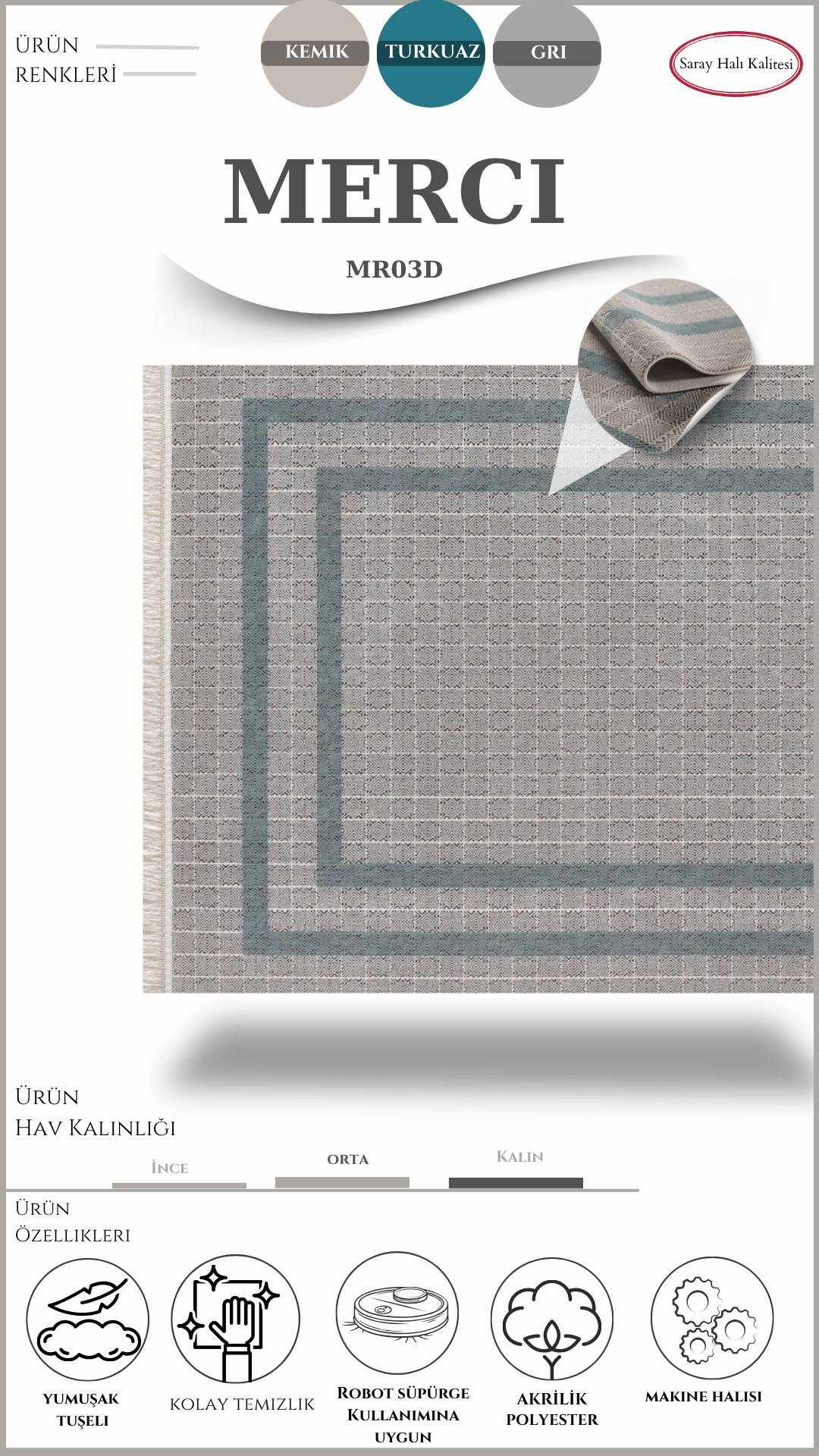 Vintage ve Klasik Salon Halısı MERCI MR03D