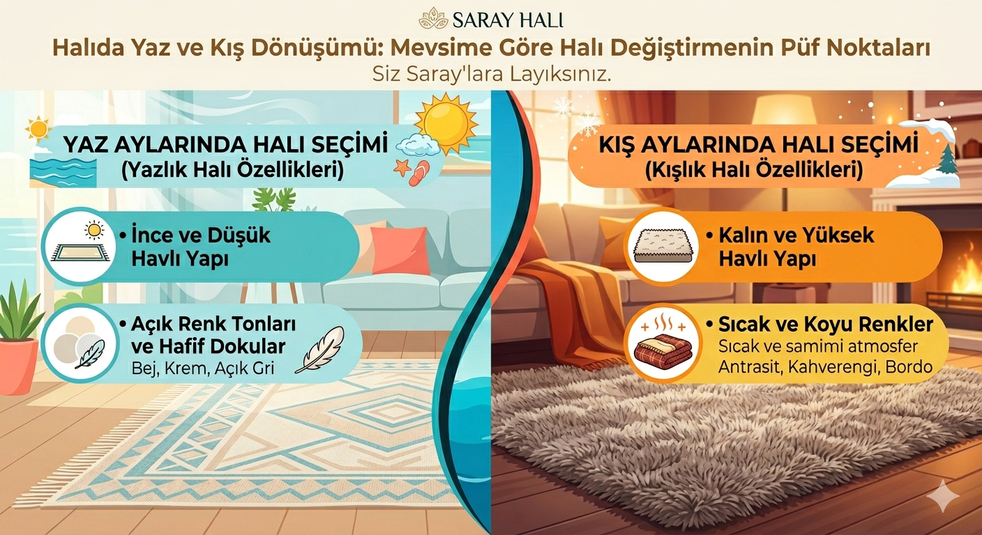 Halıda Yaz ve Kış Dönüşümü: Mevsime Göre Halı Değiştirmenin Püf Noktaları