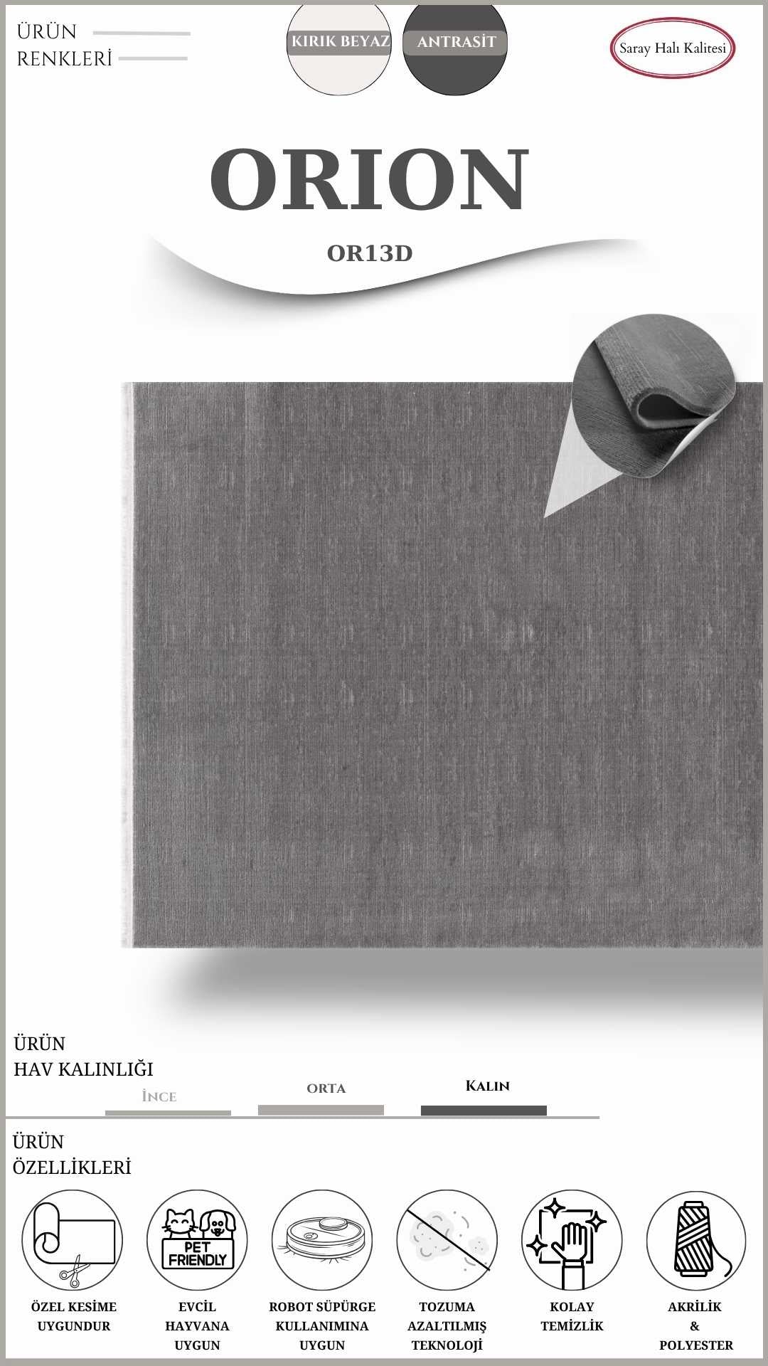 Geometrik ve Modern Desenli Özel Kesim Halı ORION OR13D