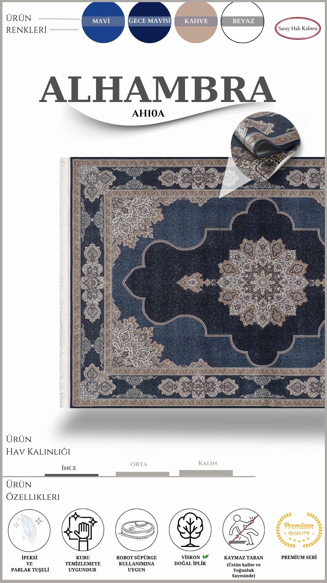 Klasik Kaliteli Salon Halısı ALHAMBRA AH10A