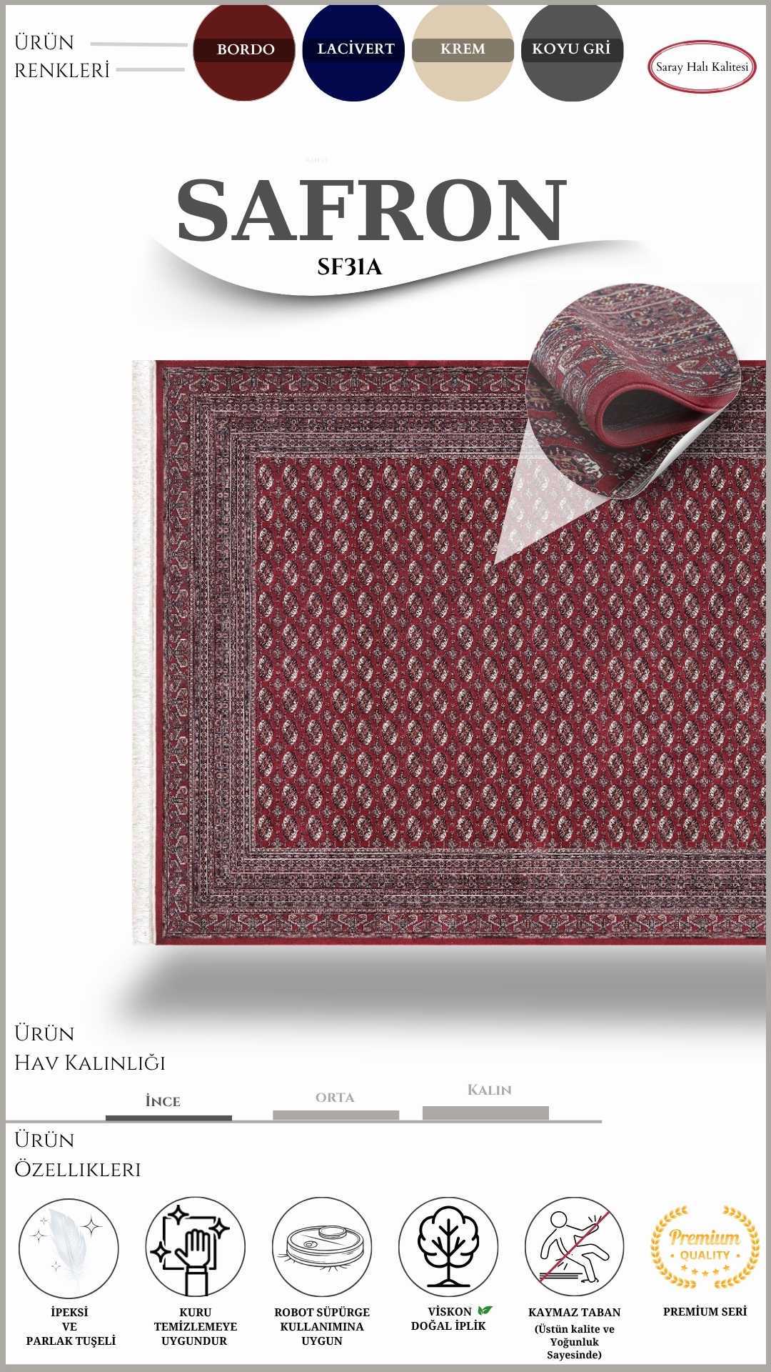 Klasik Kaliteli Salon Halısı SAFRON SF31A