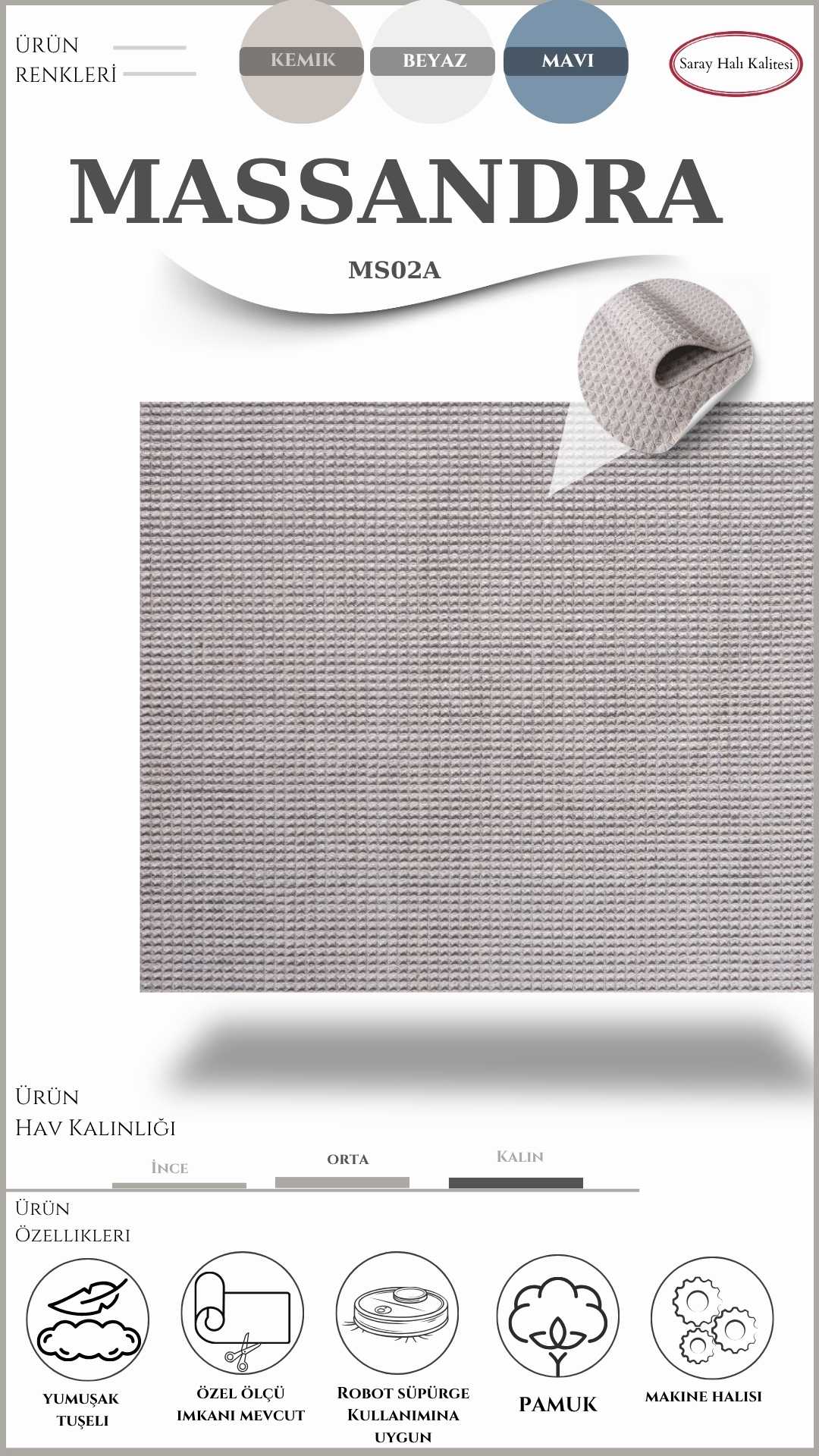 Modern Kilim Pati Dostu Pamuk İplikli MASSANDRA MS02A