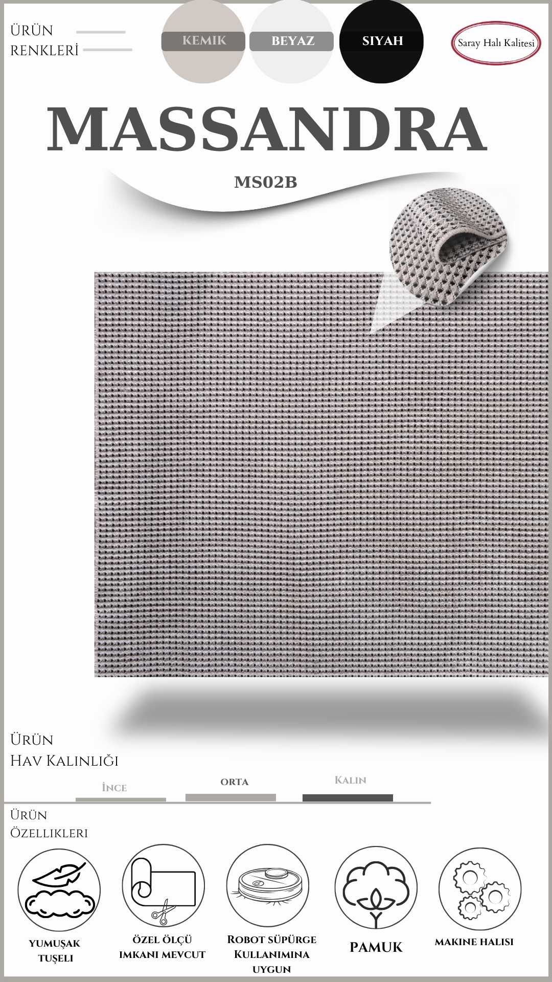 Modern Kilim Pati Dostu Pamuk İplikli MASSANDRA MS02B