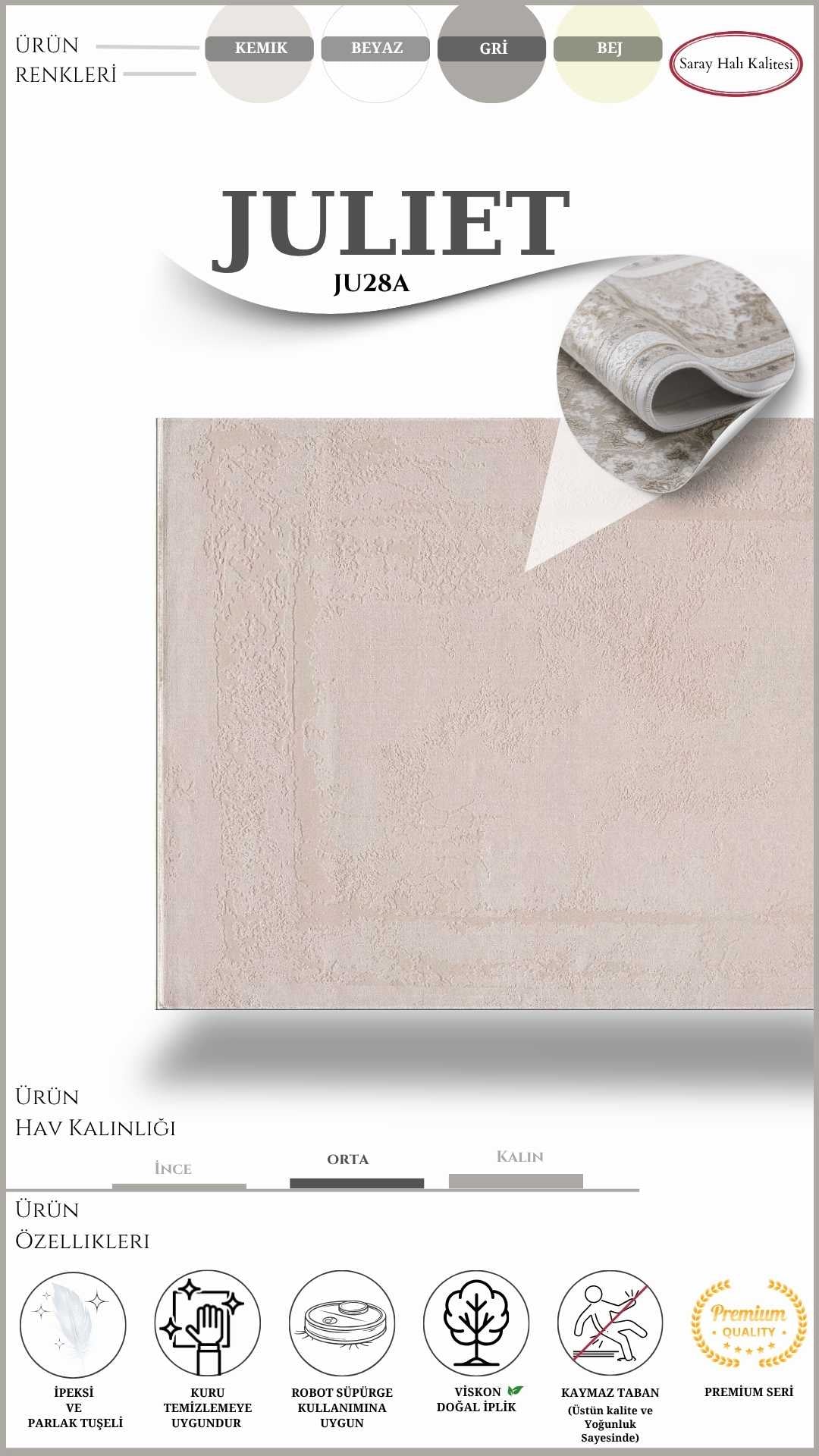 Modern Klasik Kaliteli Salon Halısı JULIET JU28A
