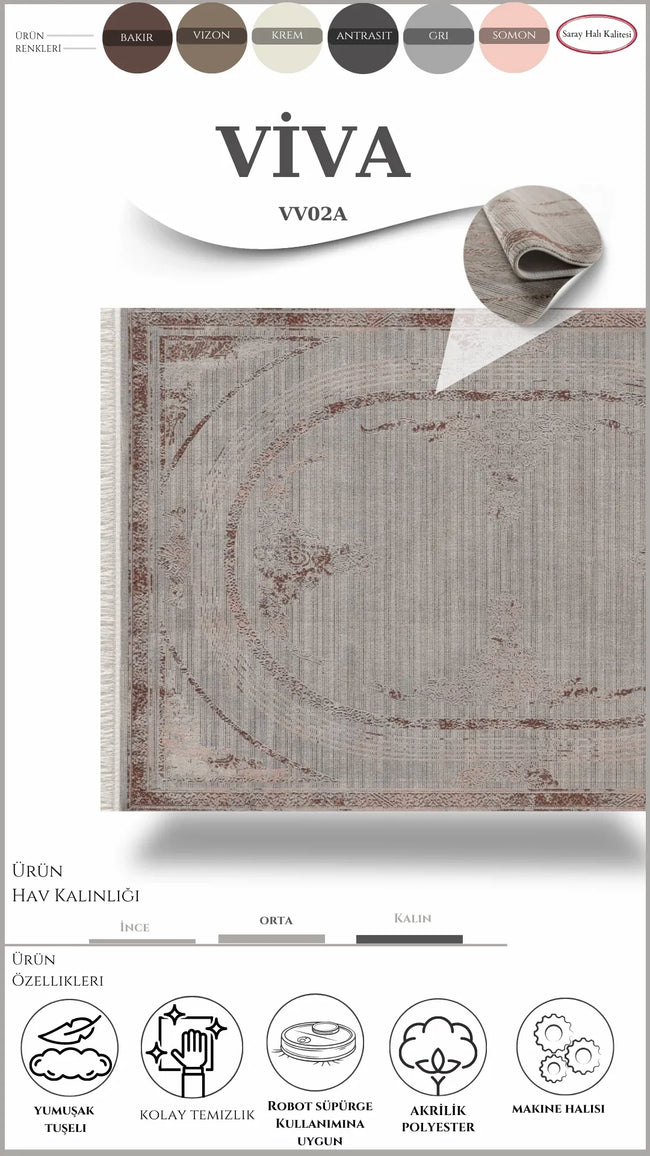 Modern ve Klasik Desenli Salon Halısı VIVA VV02A