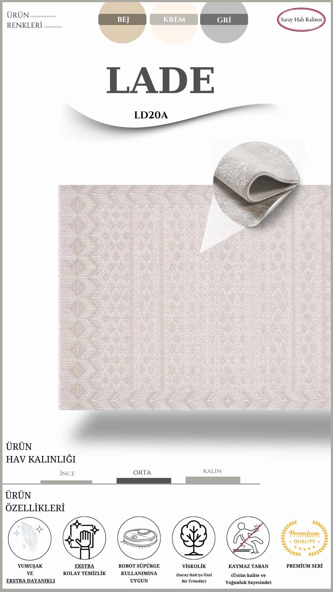 Salon Halısı Dünyada İlk ve Tek Viskolik İplikli  LADE LD20A