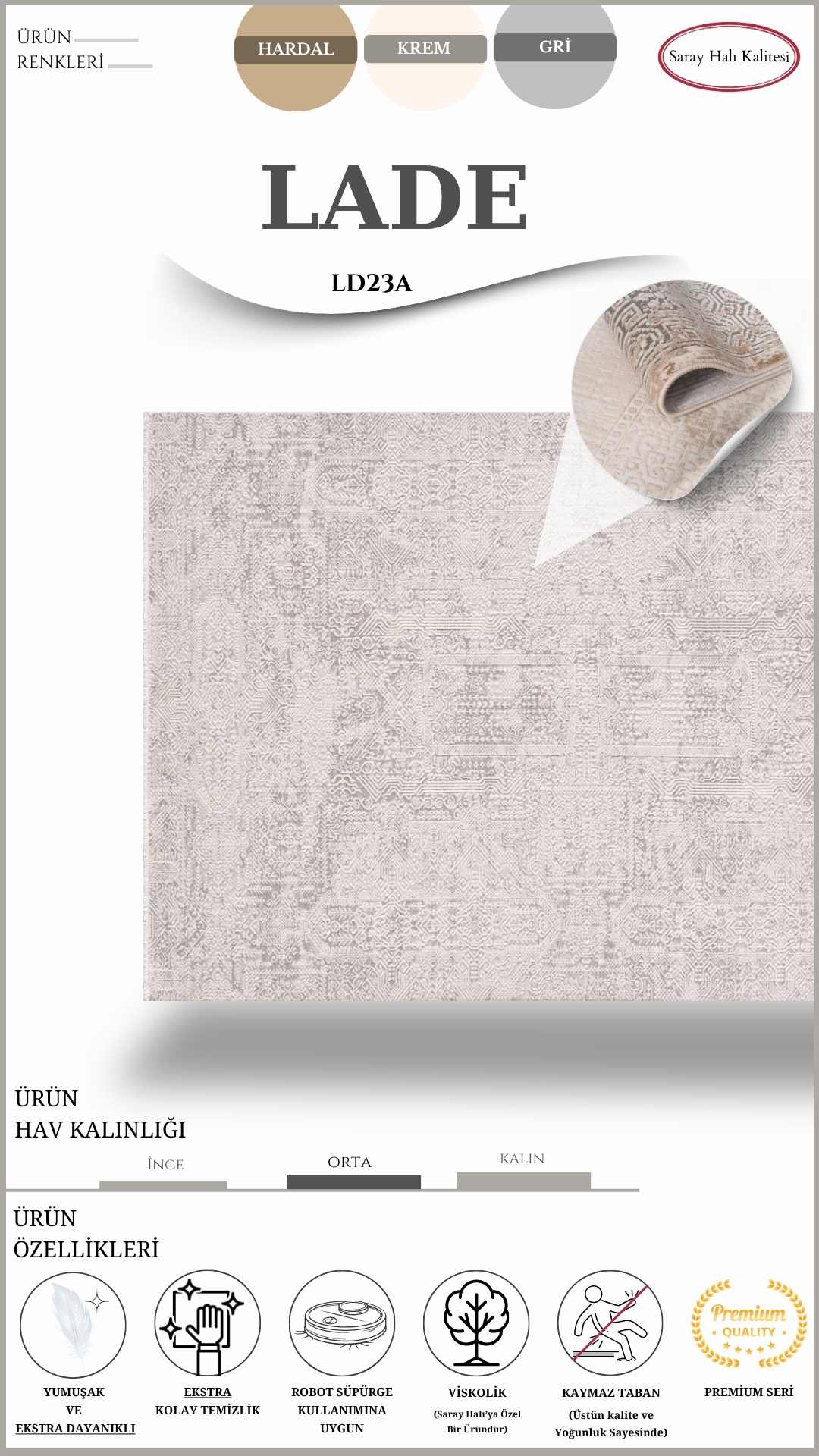 Salon Halısı Dünyada İlk ve Tek Viskolik İplikli LADE LD23A