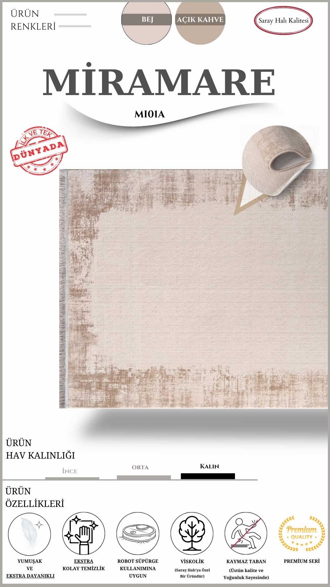 Salon Halısı Dünyada İlk ve Tek Viskolik İplikli MİRAMARE MI01A