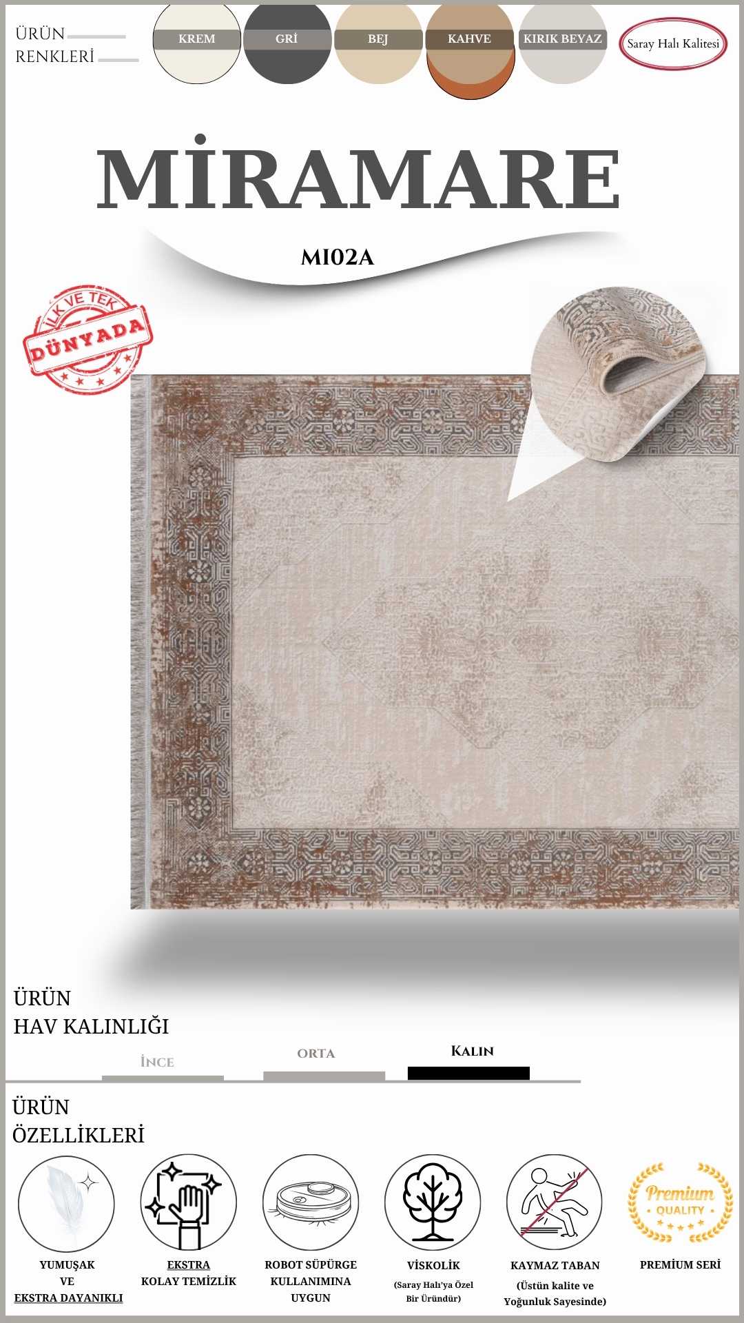 Salon Halısı Dünyada İlk ve Tek Viskolik İplikli MİRAMARE MI02A
