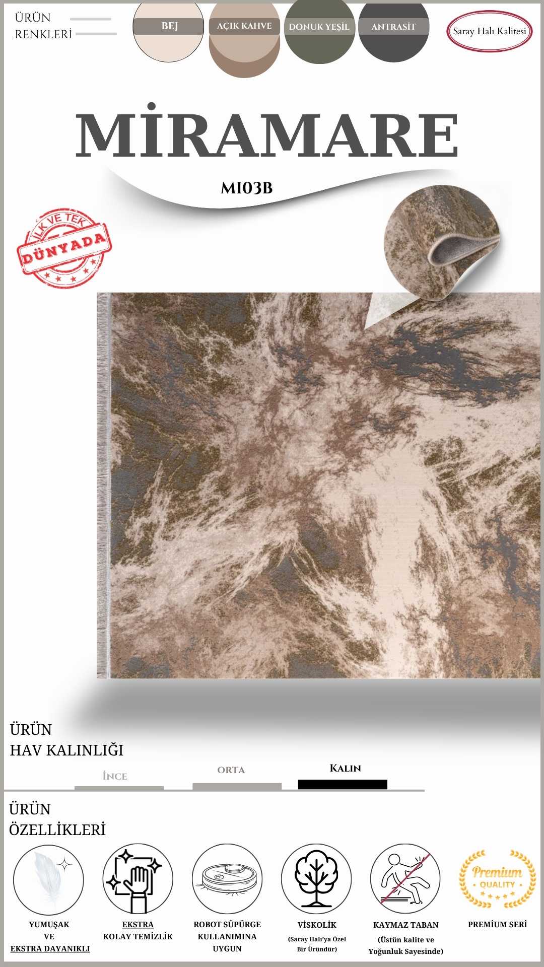 Salon Halısı Dünyada İlk ve Tek Viskolik İplikli MİRAMARE MI03B