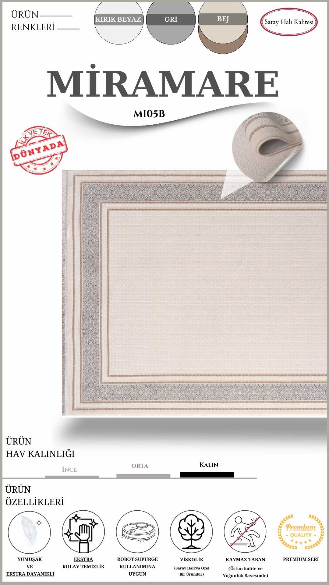 Salon Halısı Dünyada İlk ve Tek Viskolik İplikli MİRAMARE MI05B