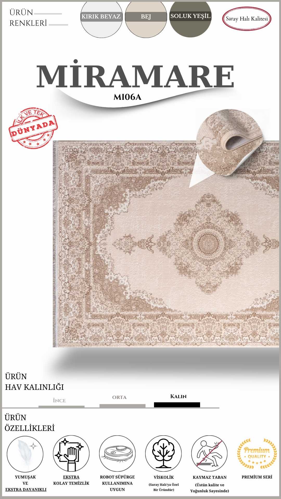 Salon Halısı Dünyada İlk ve Tek Viskolik İplikli MİRAMARE MI06A
