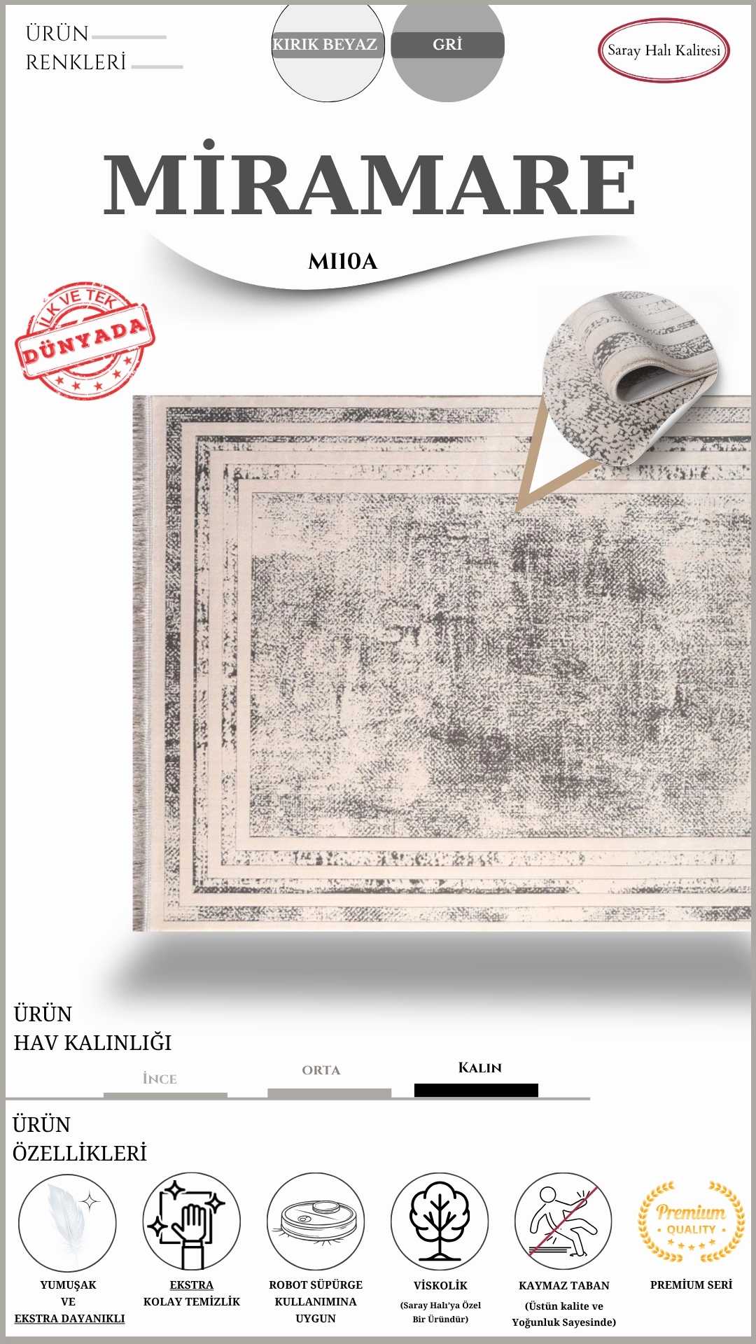 Salon Halısı Dünyada İlk ve Tek Viskolik İplikli MİRAMARE MI10A