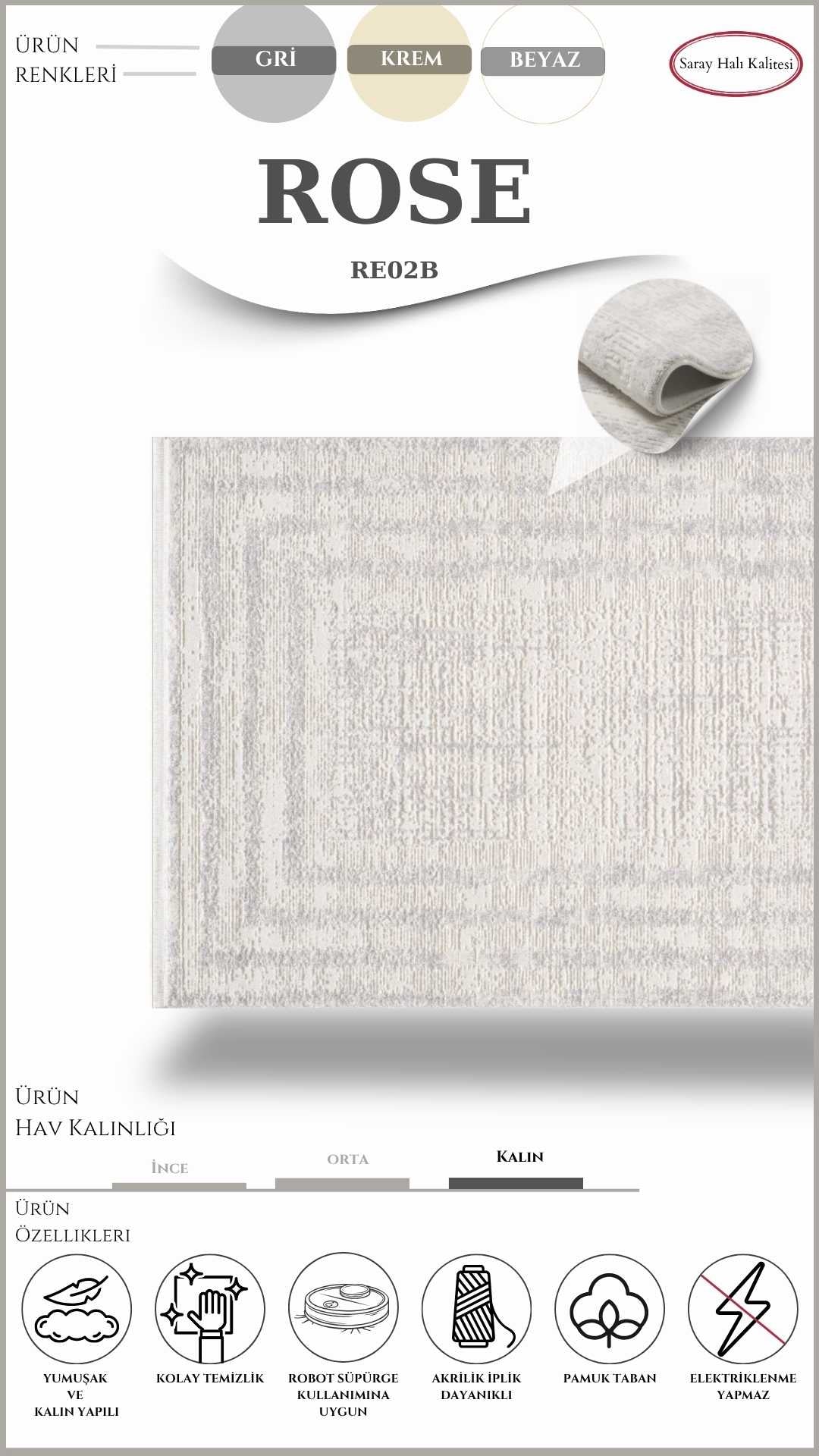 SARAY ROSE RE02B DİKDÖRTGEN