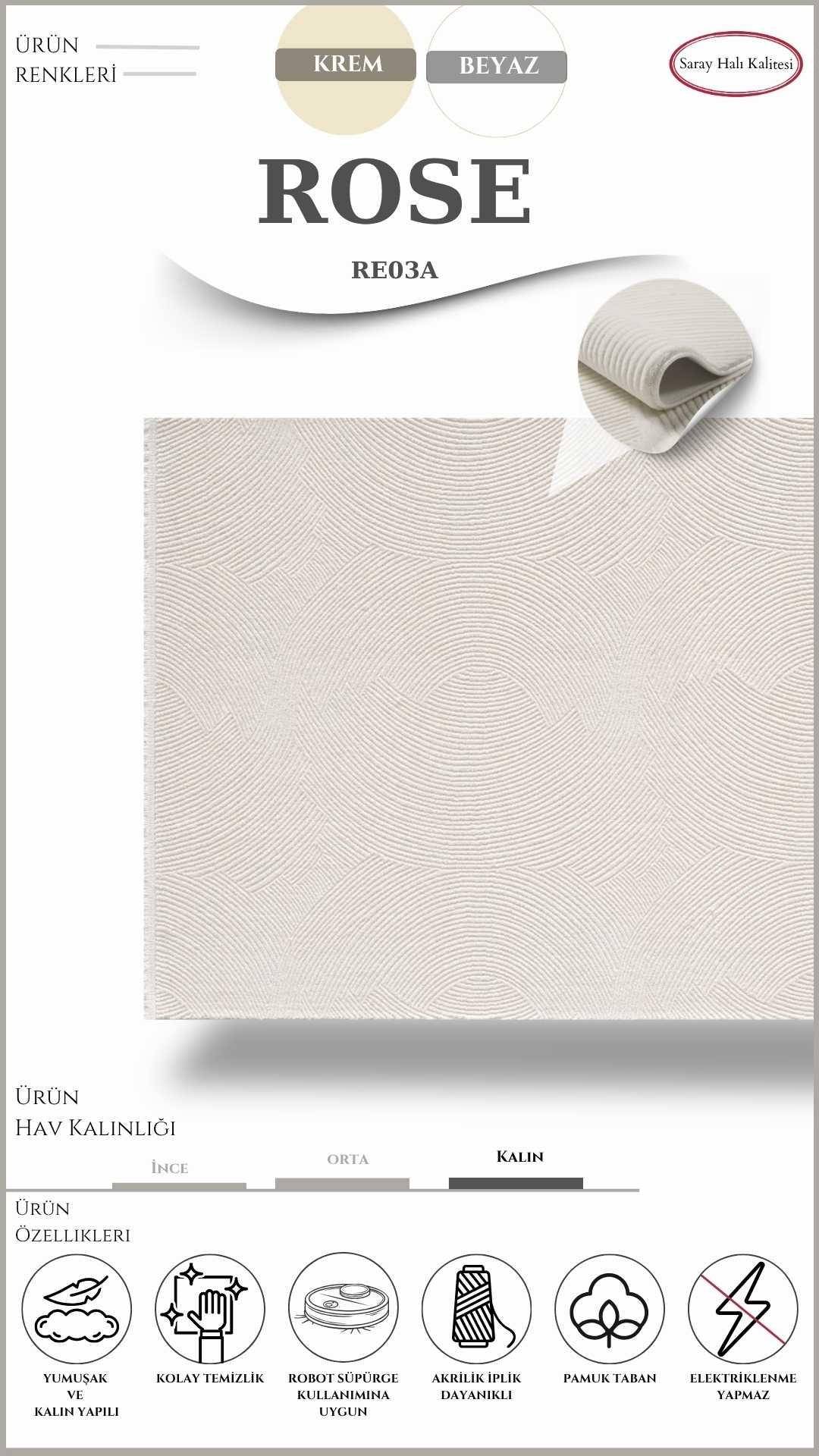 SARAY ROSE RE03A DİKDÖRTGEN