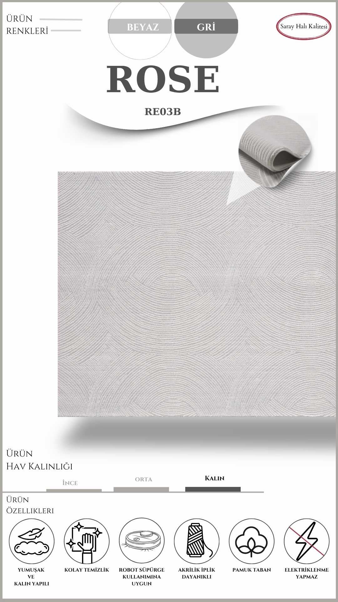 SARAY ROSE RE03B DİKDÖRTGEN