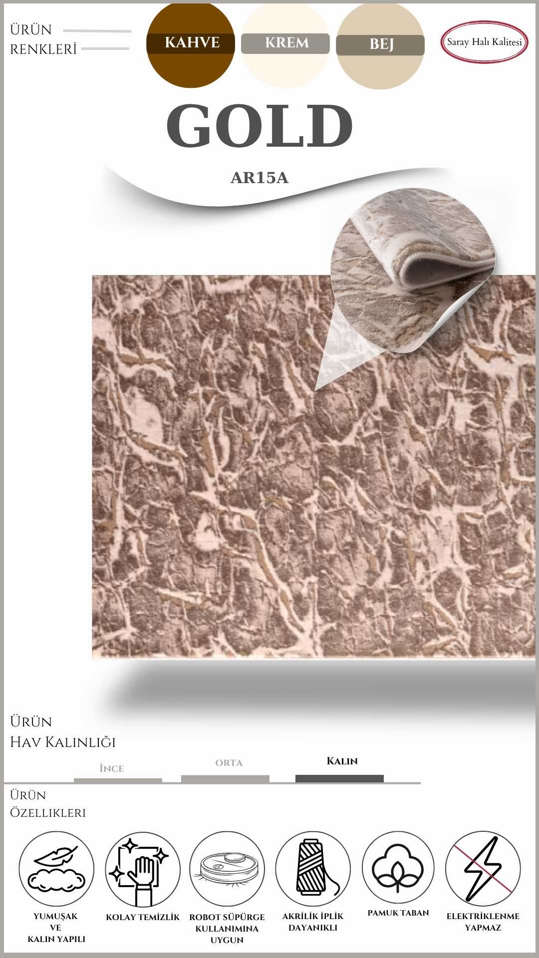 Yolluk ve Mutfak Halısı Özel Kesim ARMONİ GOLD AR15A
