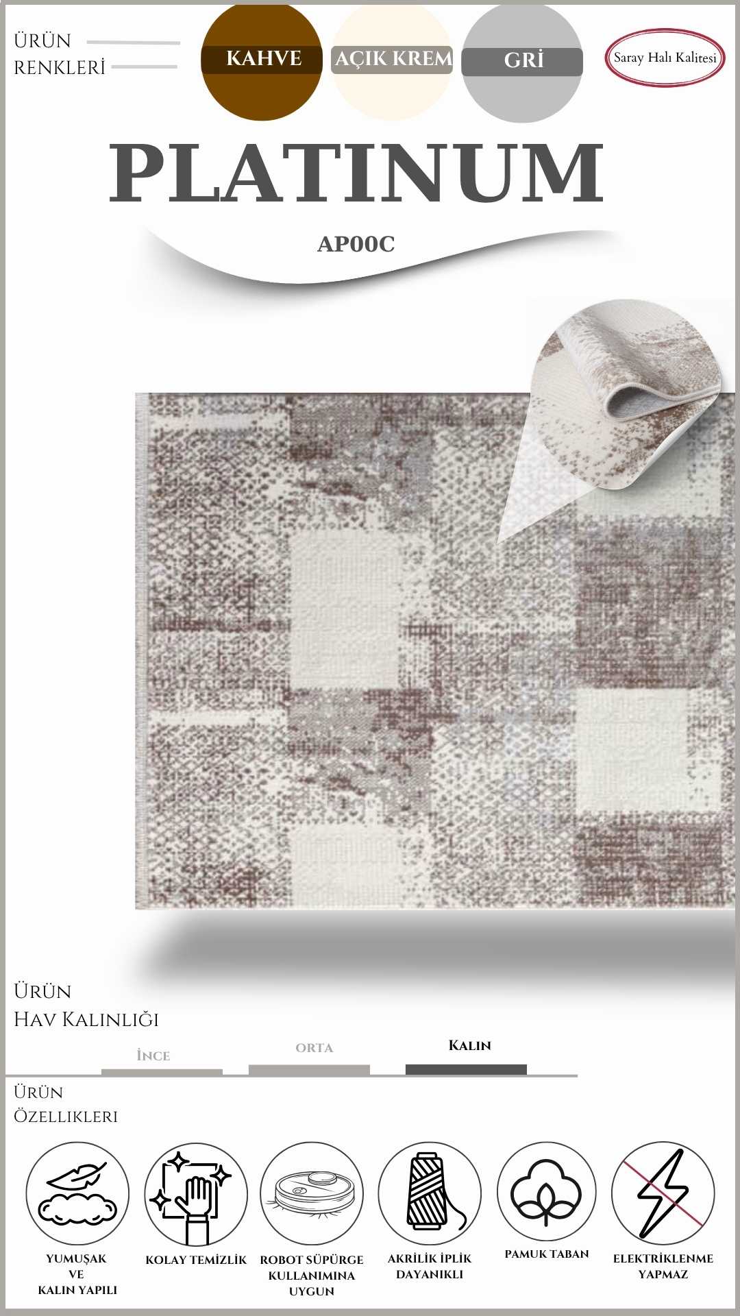 Yolluk ve Mutfak Halısı Özel Kesim PLATINUM AP00C