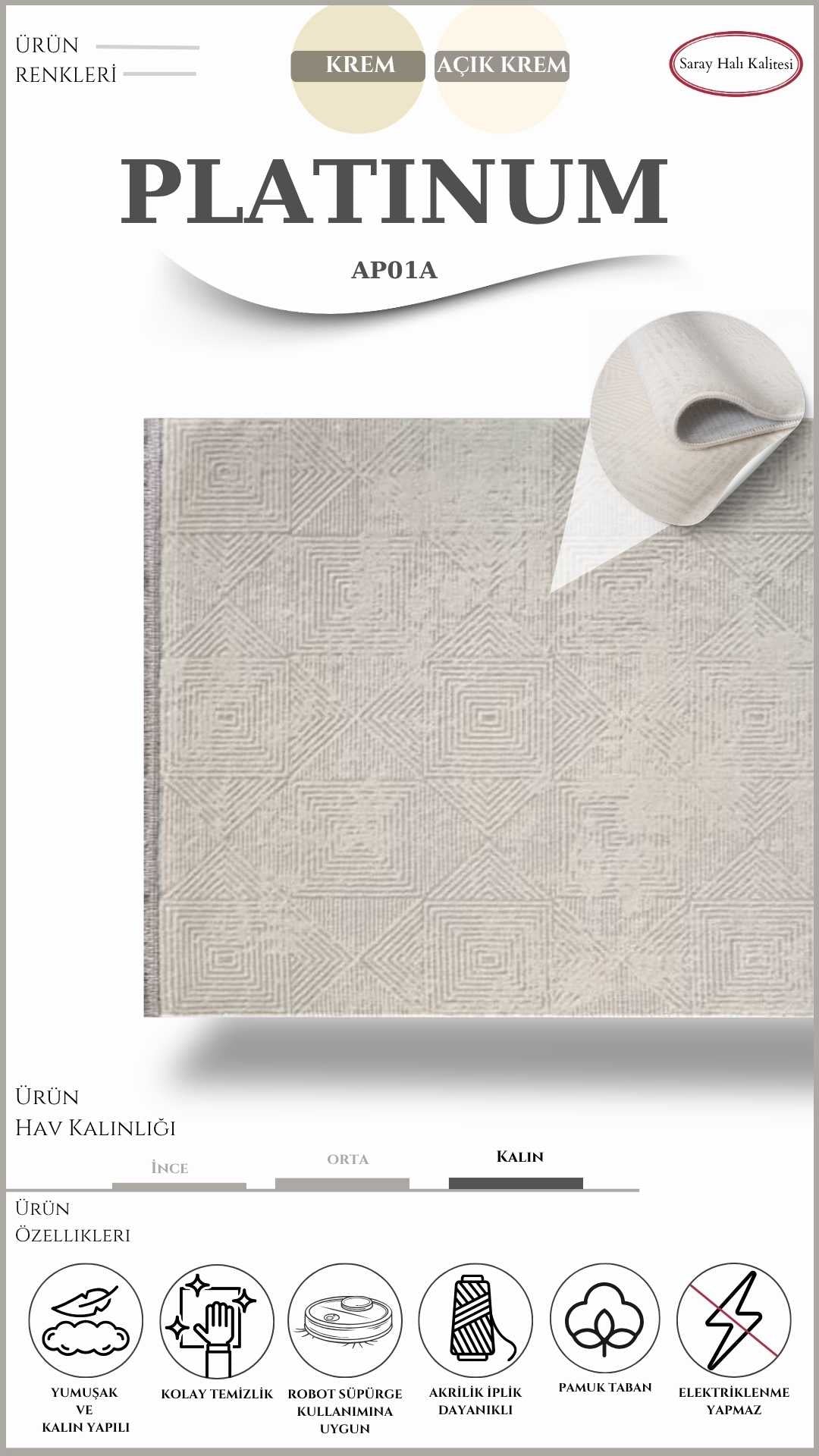 Yolluk ve Mutfak Halısı Özel Kesim PLATINUM AP01A