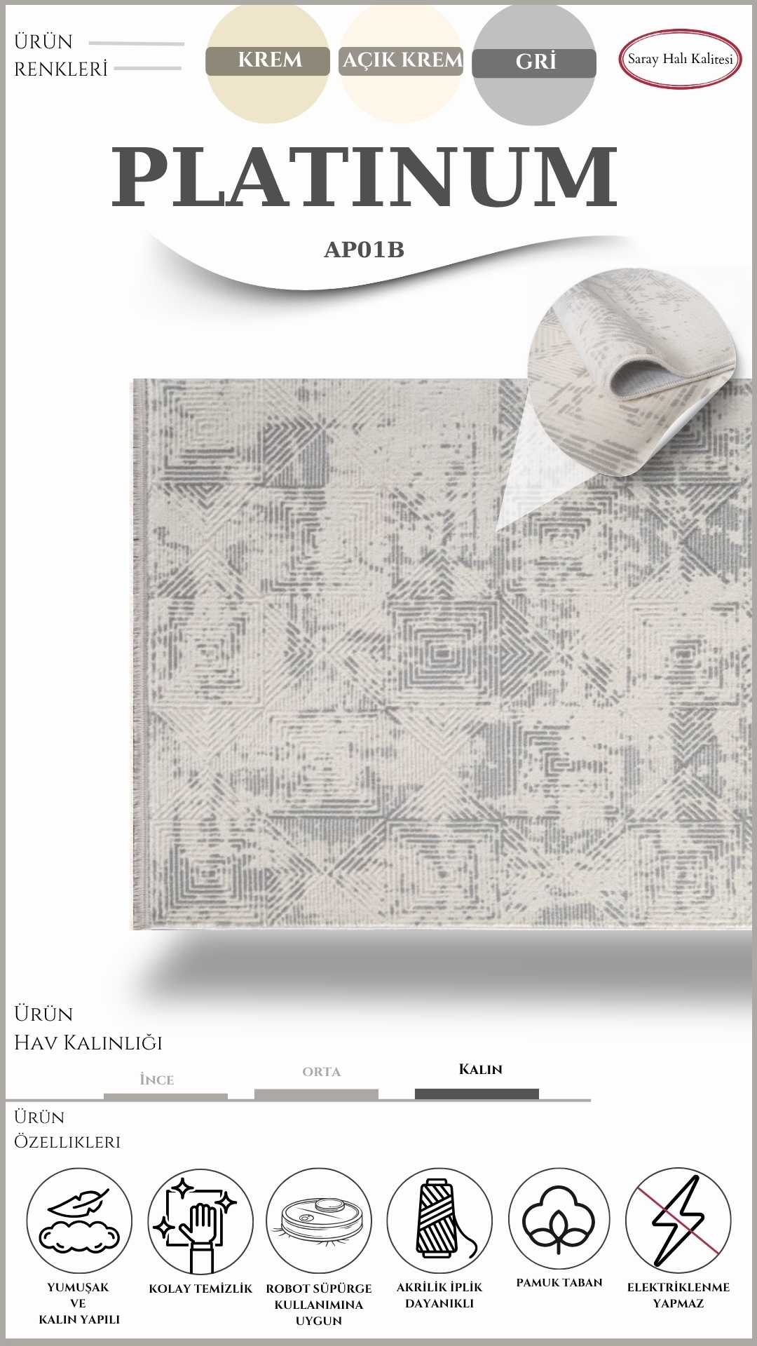 Yolluk ve Mutfak Halısı Özel Kesim PLATINUM AP01B