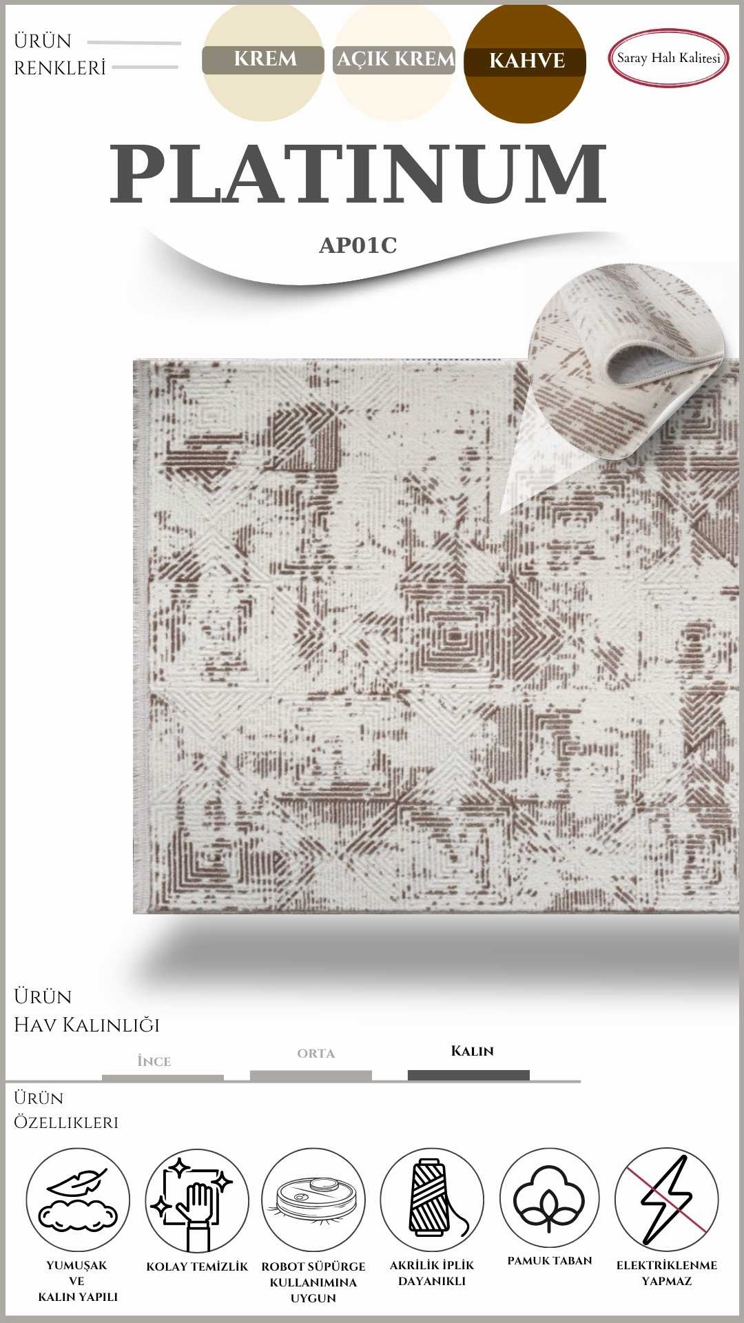 Yolluk ve Mutfak Halısı Özel Kesim PLATINUM AP01C